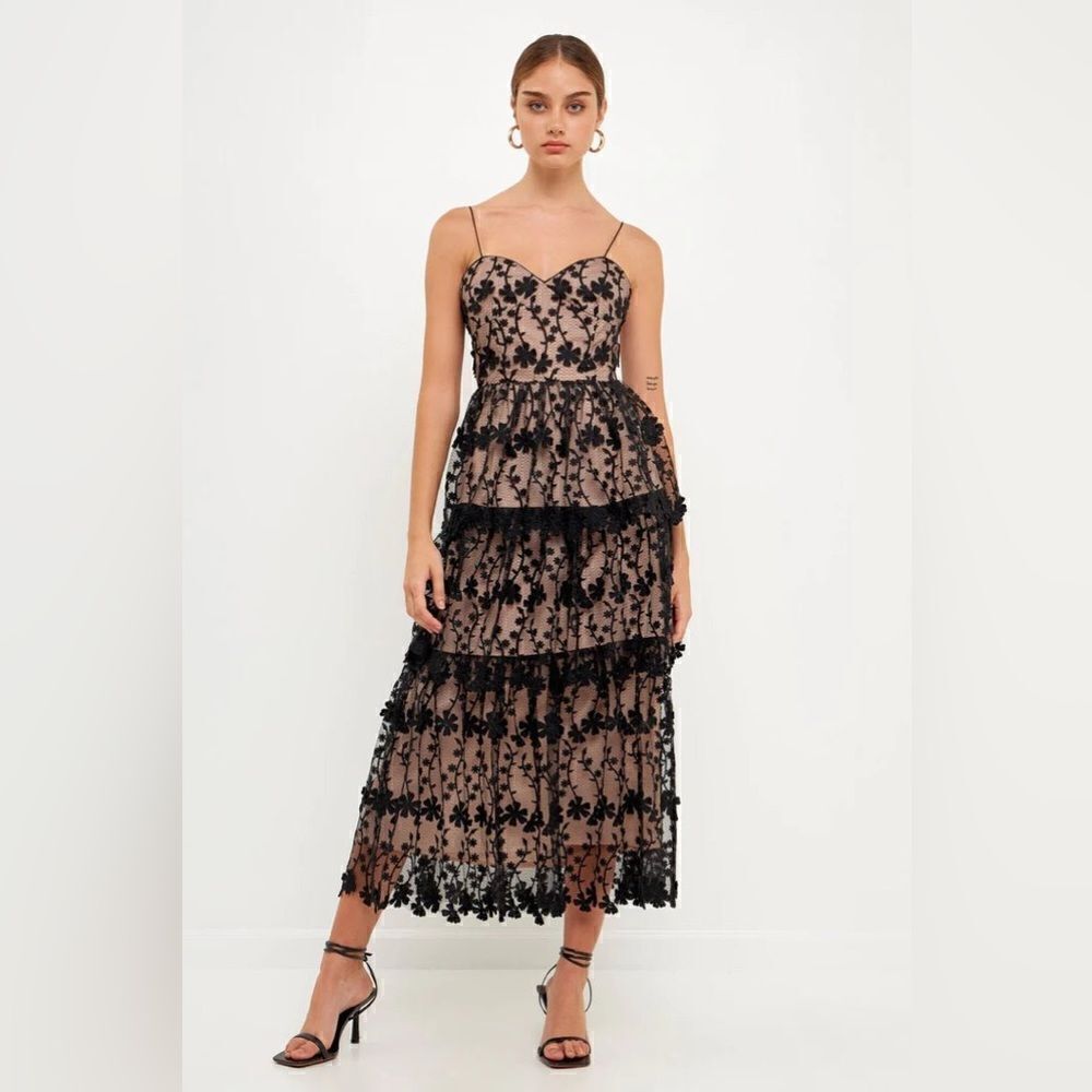 Endless Rose Crochet Layered Midi Dress / Size  XS
